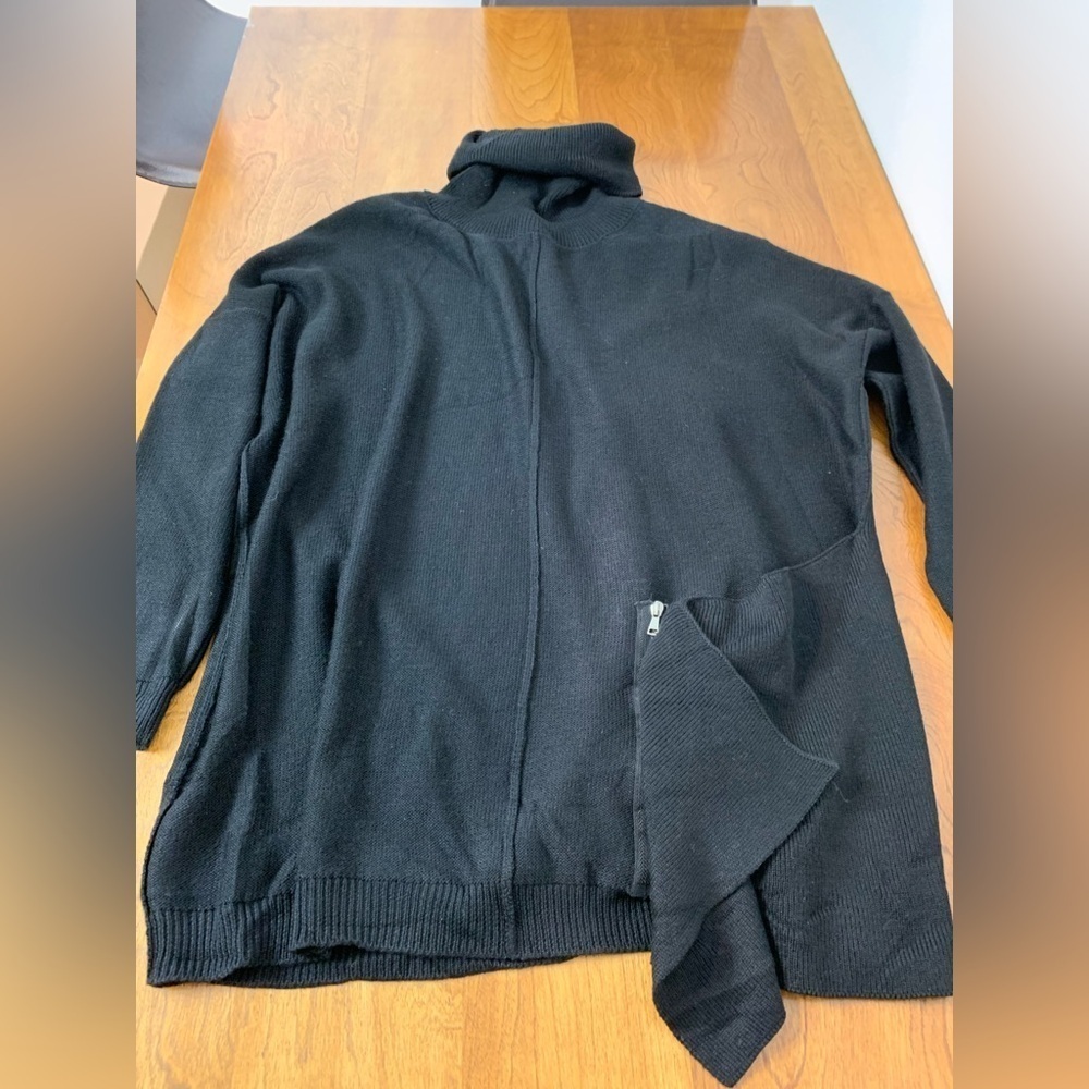 Crea Concept Sweater Asymmetrical Black Size 40 Wool Blend Turtleneck Oversized - Picture 7 of 15